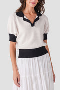 Elan Crochet Contrast Trim Top