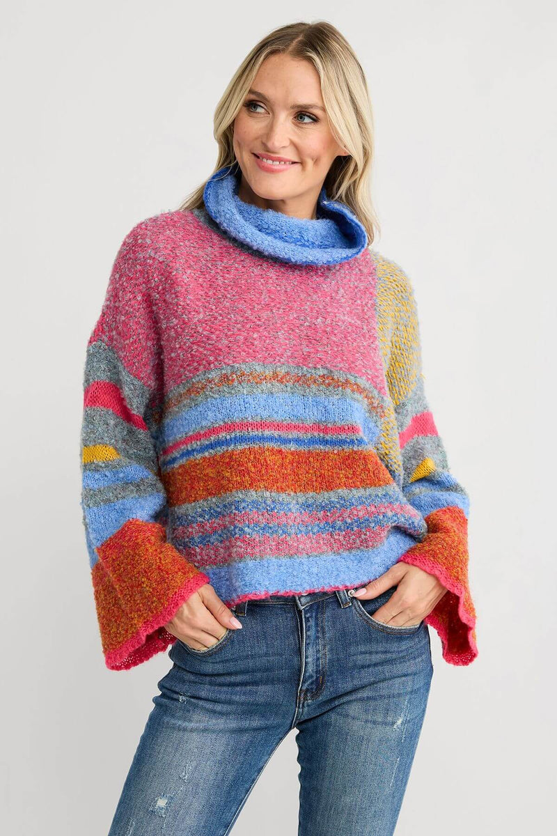 Fate Multi Color Swing Turtleneck Sweater