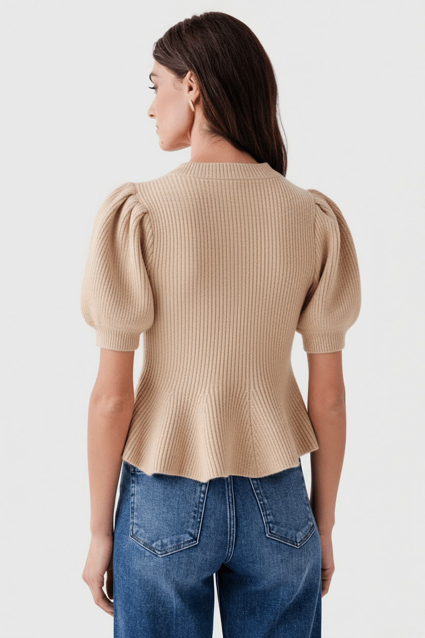 Strut & Bolt Flared Puff Sleeve Knit Top