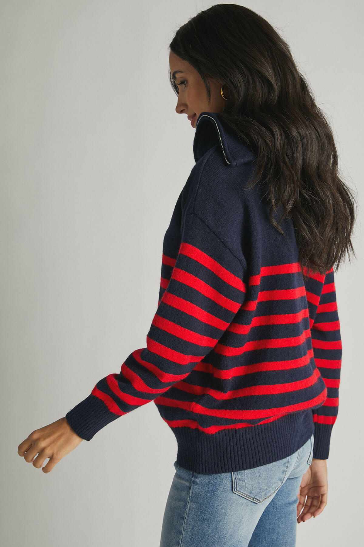 Social Threads 1/4 Zip Stripe Sweater