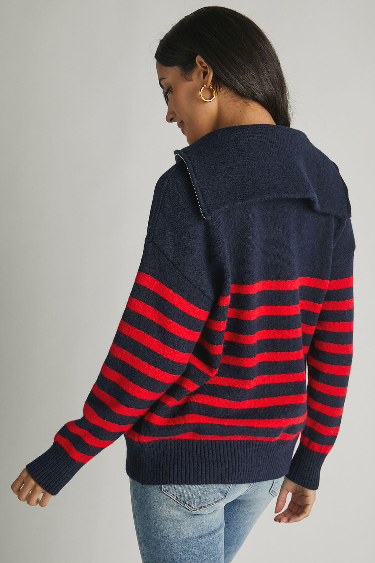 Social Threads 1/4 Zip Stripe Sweater