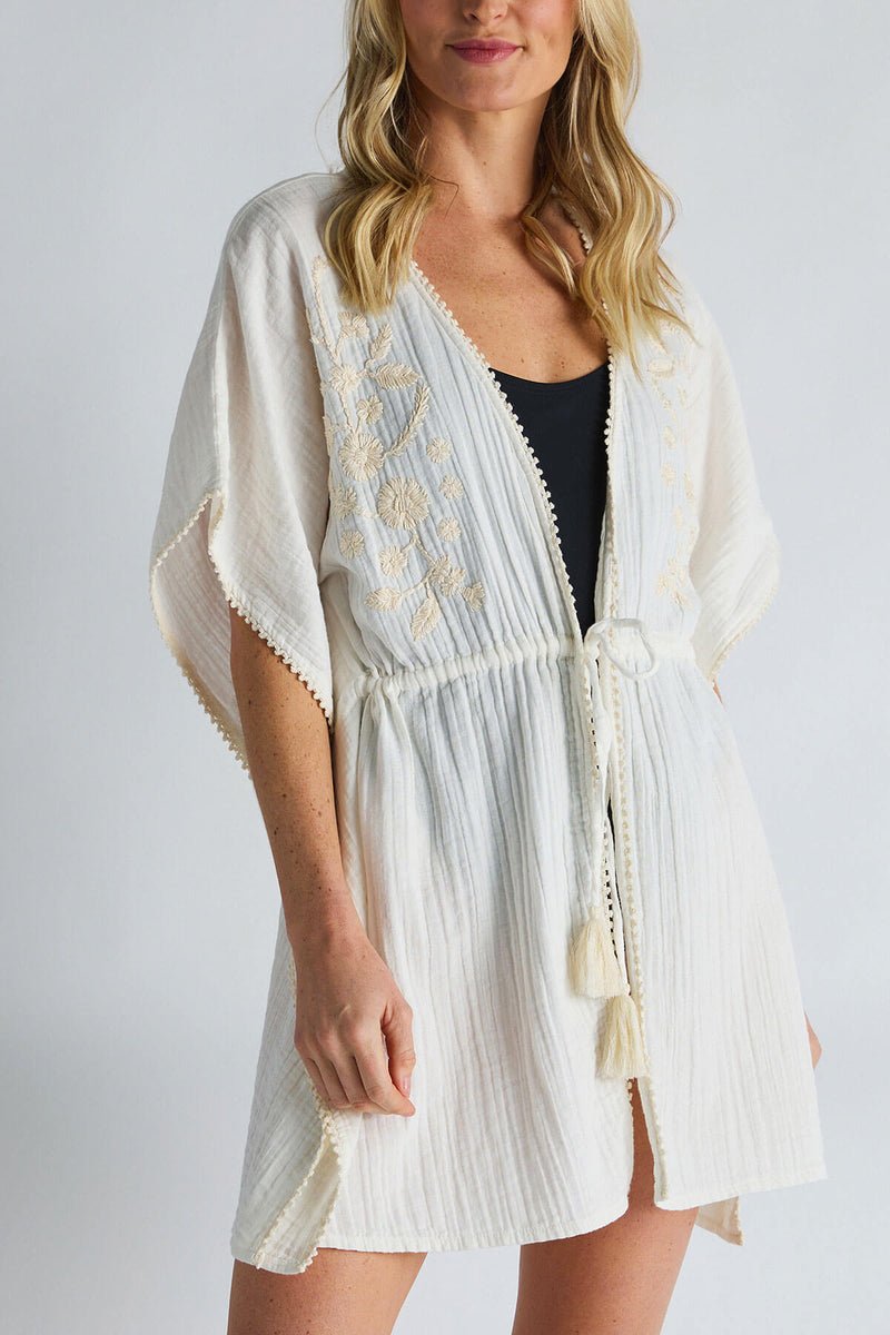 Surf Gypsy Embroidered Cinched Waist Coverup