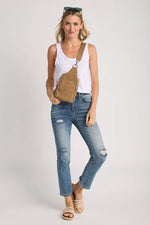 Faux Suede Sling Bag