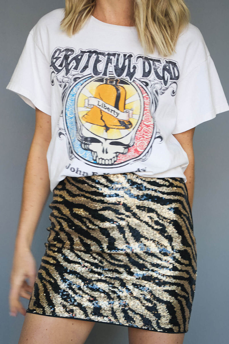 THML Zebra Print Sequin Skirt