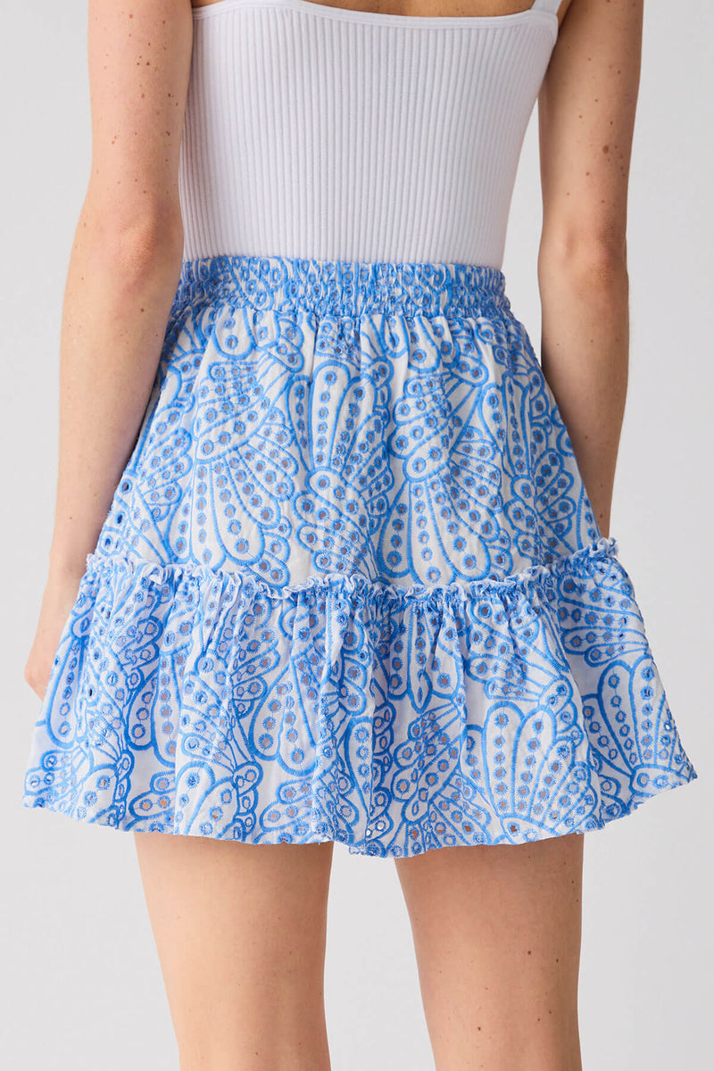 Elan Embroidered Tiered Mini Skirt