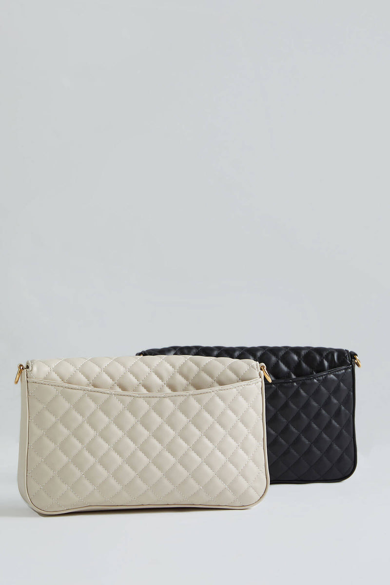 Vegan Quilted Flap Clutch