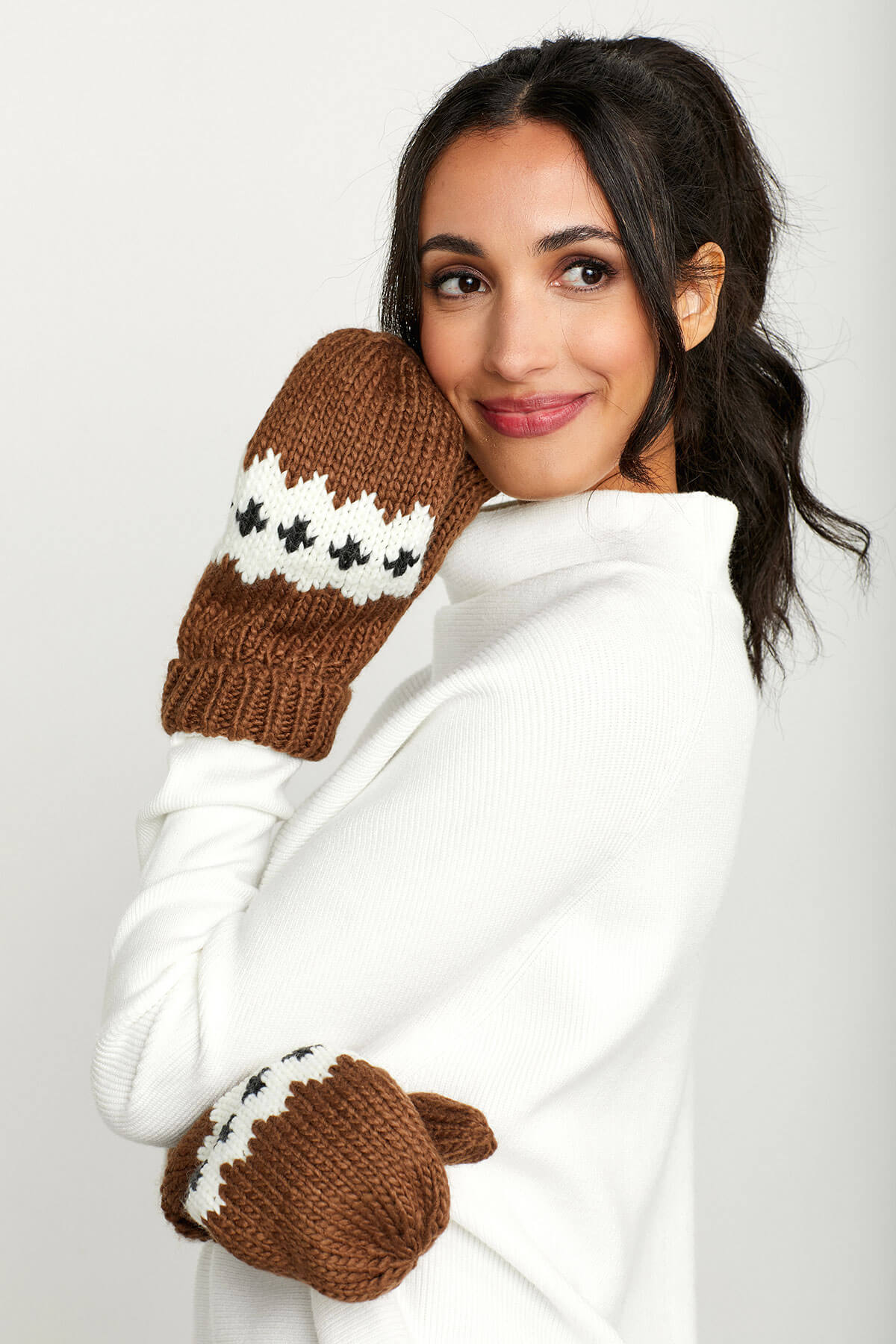 Panache Cocoa Patterned Mittens